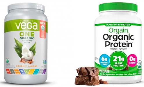 Vega and Orgain protein powders